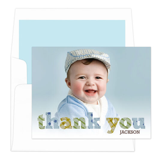 Blue Thank You Pattern Note Cards